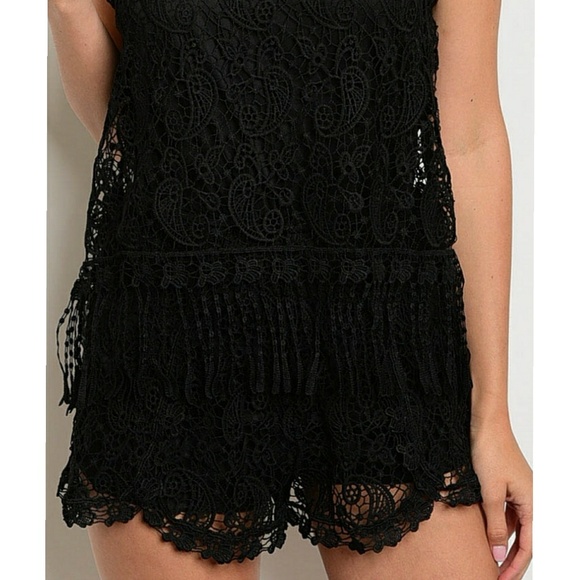 BLACK CROCHET ROMPER SHORTS - Picture 4 of 6